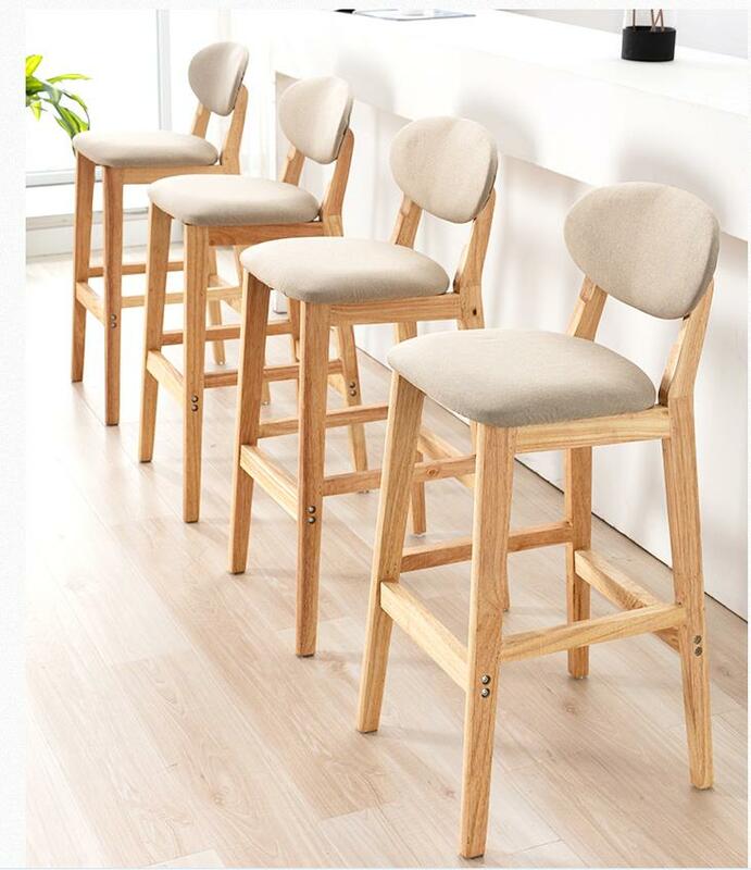 Krzesło barowe z litego drewna nowoczesna minimalistyczna listwa wysoki stołek z powrotem stołek barowy z przodu kasa fiskalna wysoki stołek domu bar krzesło
