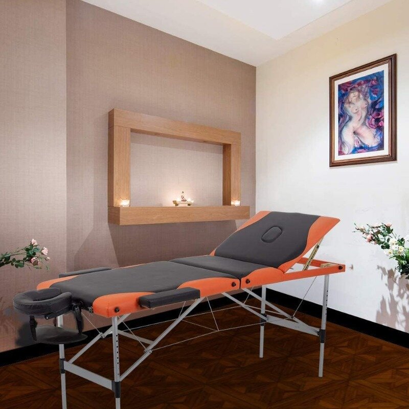 Spa-Bett 84 Zoll höhen verstellbar 3-fach Aluminium Massage tisch mit Gesichts wiege Trage tasche tragbare Gesichts salon Tattoo Bett