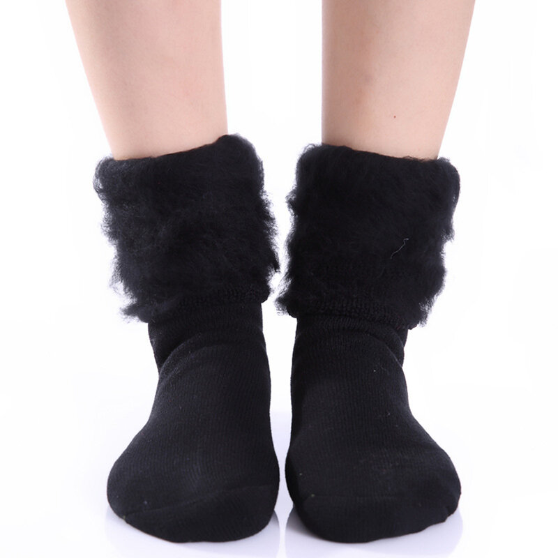 Botas de malha de inverno feminino, meias super macias, quentes, aconchegantes, difusas, forrado de lã, meias de neve para senhoras, meias para clima frio