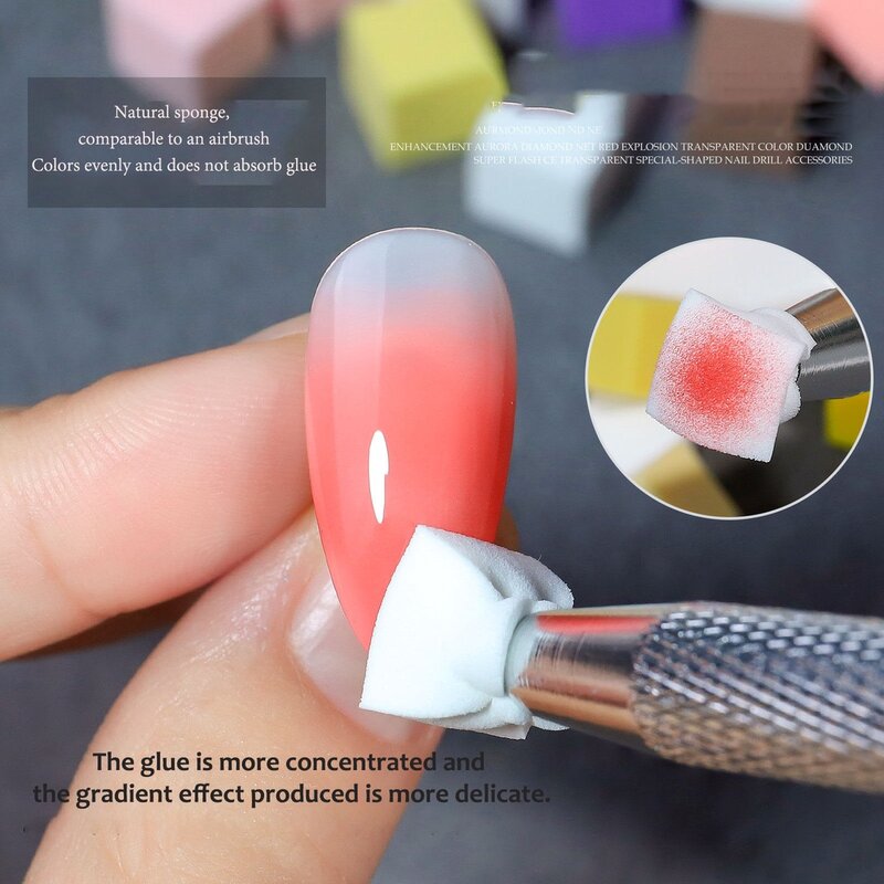 Esponja suave para decoración de uñas, herramienta de estampación para manicura, Color degradado