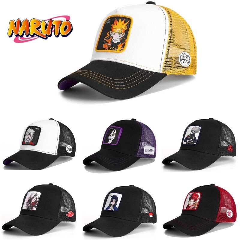 หมวกแก๊ปเบสบอลนารูโตะใหม่หมวกสไตล์อนิเมะ Uchiha Itachi หมวกผู้ชายผู้หญิงฮิปฮอปพ่อหมวกปรับตาข่ายหมวกทรูคเกอร์