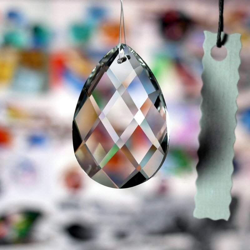 Y1UB-lámpara cristal transparente con rejilla, piezas prismas, colgantes gotas colgantes, 38mm, 1 ud.