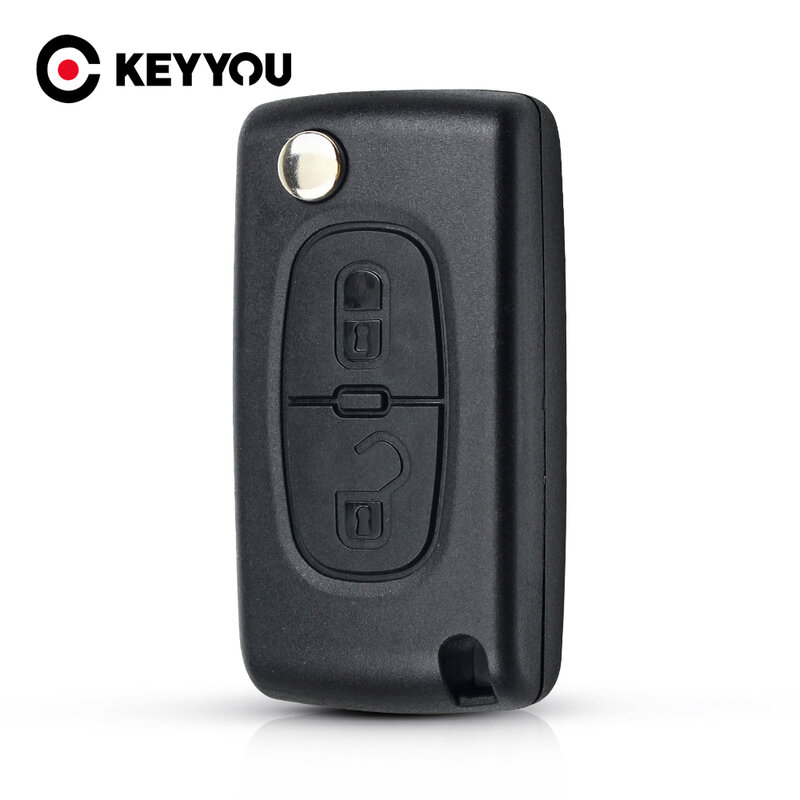 KEYYOU-carcasa de llave plegable para Citroen C2, C3, C4, C6, Berlingo, 2 botones, Ce0523, VA2