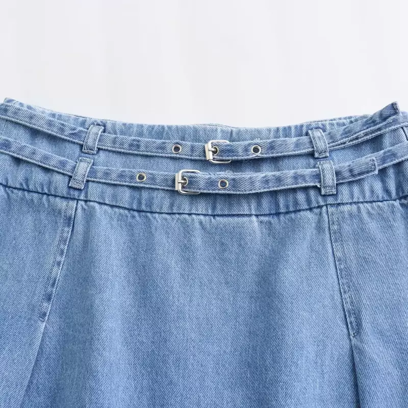 Женская джинсовая мини-юбка с завышенной талией и боковой молнией
