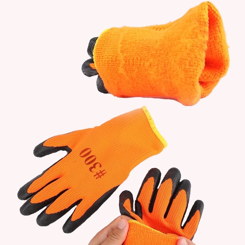5 paia di guanti da lavoro impermeabili termici antiscivolo rivestiti in gomma di lattice per guanti di sicurezza per la riparazione del giardino di lavoro del costruttore