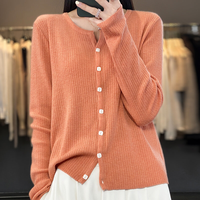 2024 Summer New Women's Round neck Cardigan, Long Sleeves, Sun Protection, Button up Knitwear, Air Conditioned Shirt, Thin Coat
