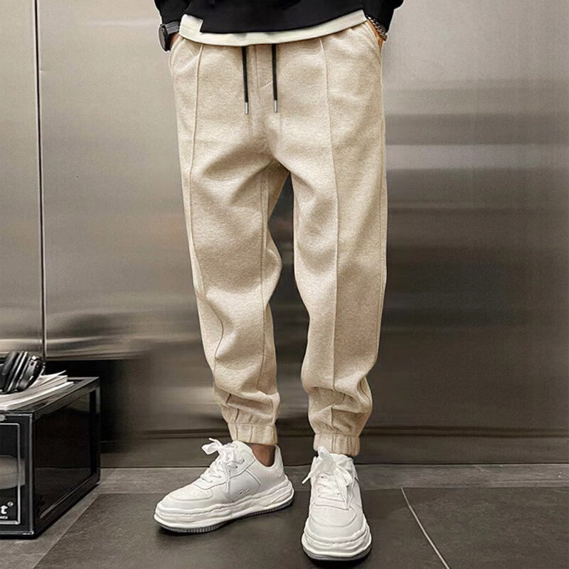 Męskie spodnie dresowe z podszewką z polaru szerokie spodnie z prostymi nogawkami spodnie dresowe spodnie do jogi z wysokim stanem