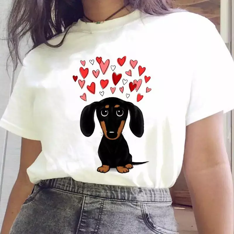 T-shirt imprimé animal dessin animé pour femme, vêtements graphiques pour femme, t-shirt femme, joli haut tendance, mode