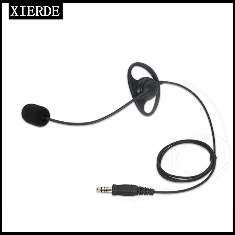 Headset tipo D com microfone para walkie talkie, para rádio bidirecional, de 7,1mm