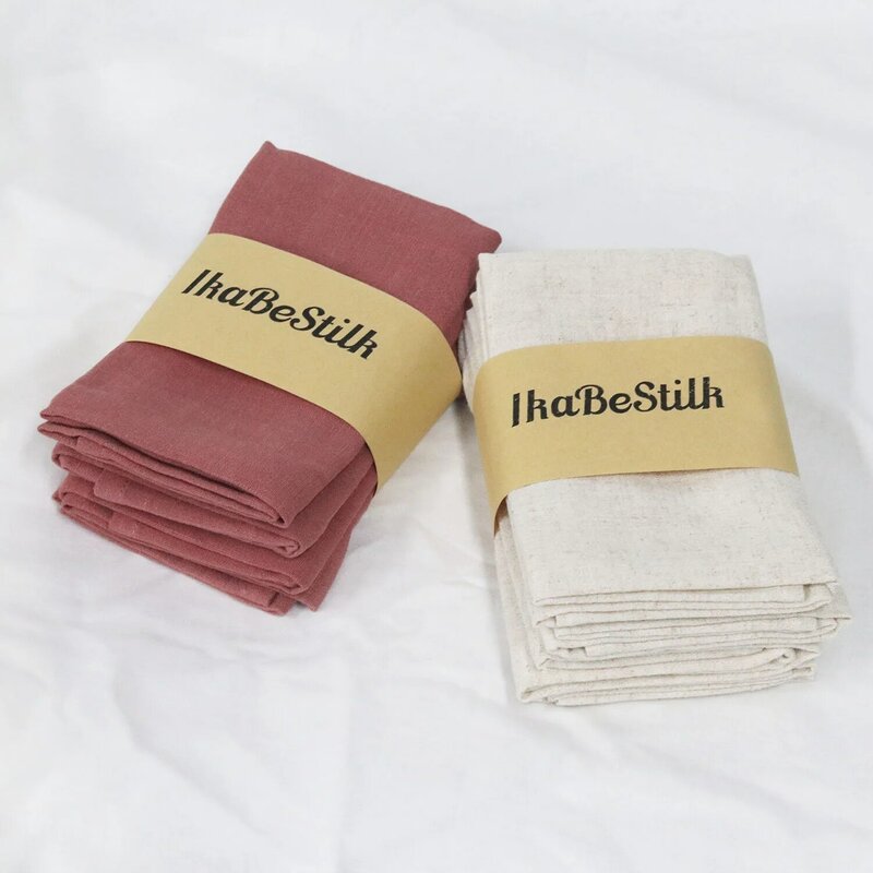 IKABESTILK-servilletas de lino y algodón de 4 piezas, servilletas de mesa para fiesta de boda, cena, restaurante, hogar, 50 por 50 cm