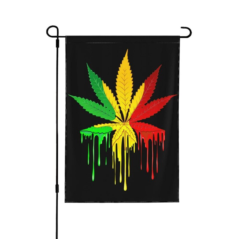 Drapeaux de décoration de jardin de feuilles de marijuana, sensation de chanvre, signe de jardin, maison, pelouse extérieure, sensation double face