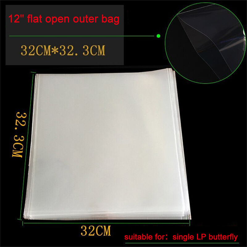 50Pcs OPP Gel Recording Protective Sleeve for Turntable Player LP Vinyl Record Self Adhesive Records Bag 12" 32.3cm*32cm