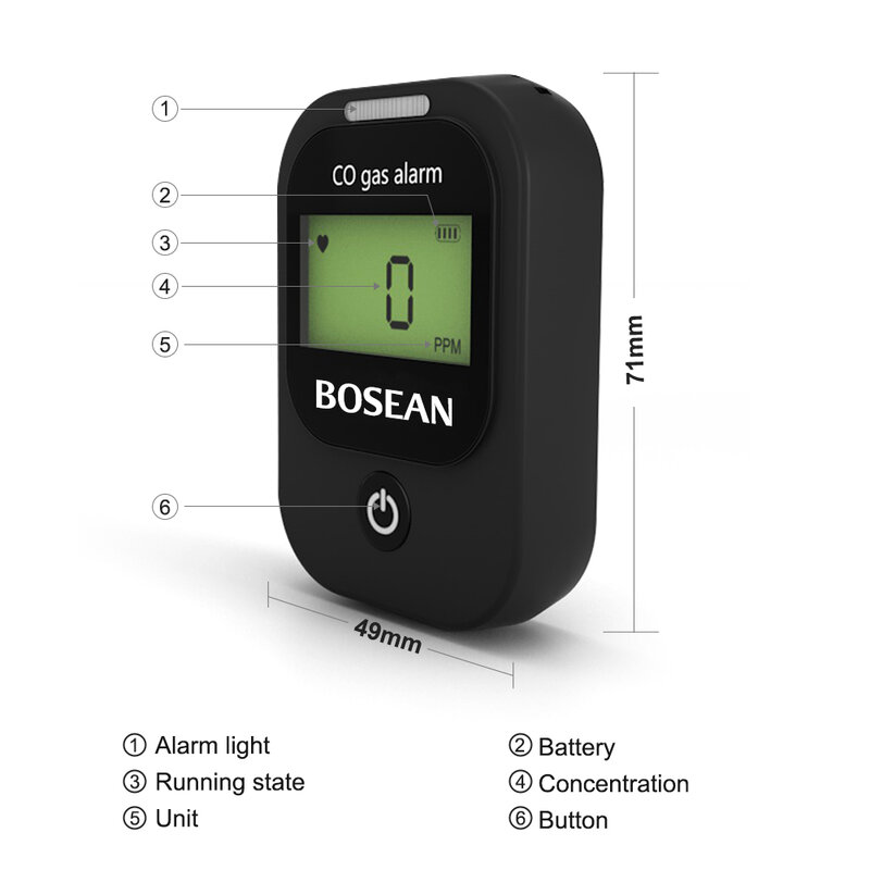 Industriële Sensor Mini Auto Digitale Co Gas Alarm Monitor 0-1000PPM Lcd Koolmonoxide Detector Sound Light Trillingen Backlight