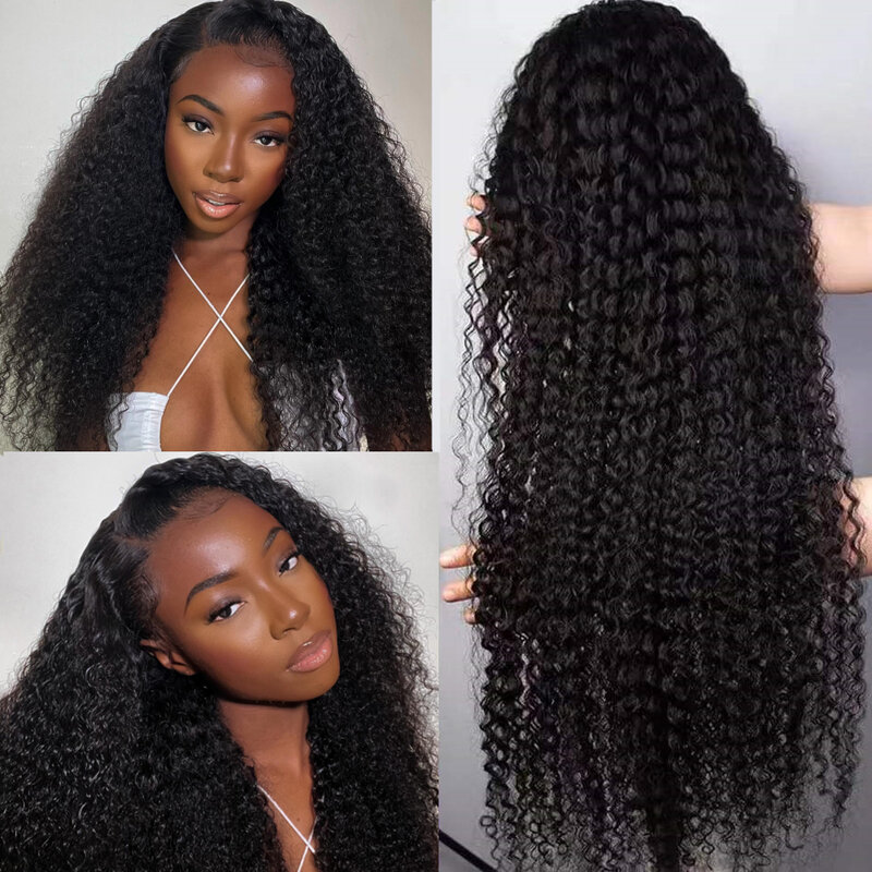 Wig Rambut Manusia Keriting Wig Depan Renda Keriting Afro Ketebalan 180% Wig Rambut Manusia 13X6 Wig Depan Renda Transparan Hd untuk Wanita