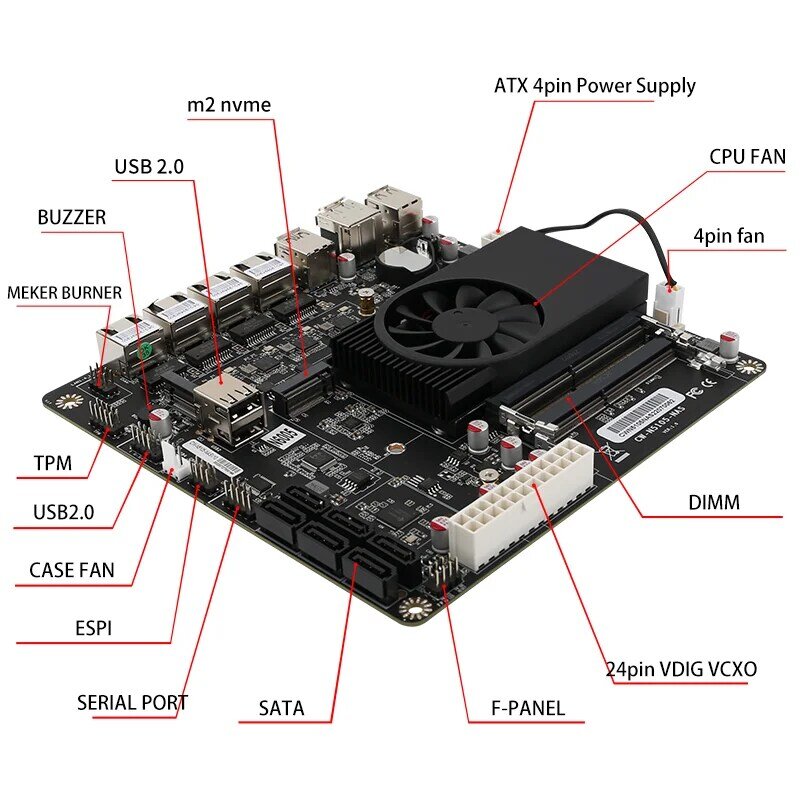 N5105/N6005NAS Demon Board/sześć SATA3.0/ Dual M.2/ITX/cztery I226-V Nics