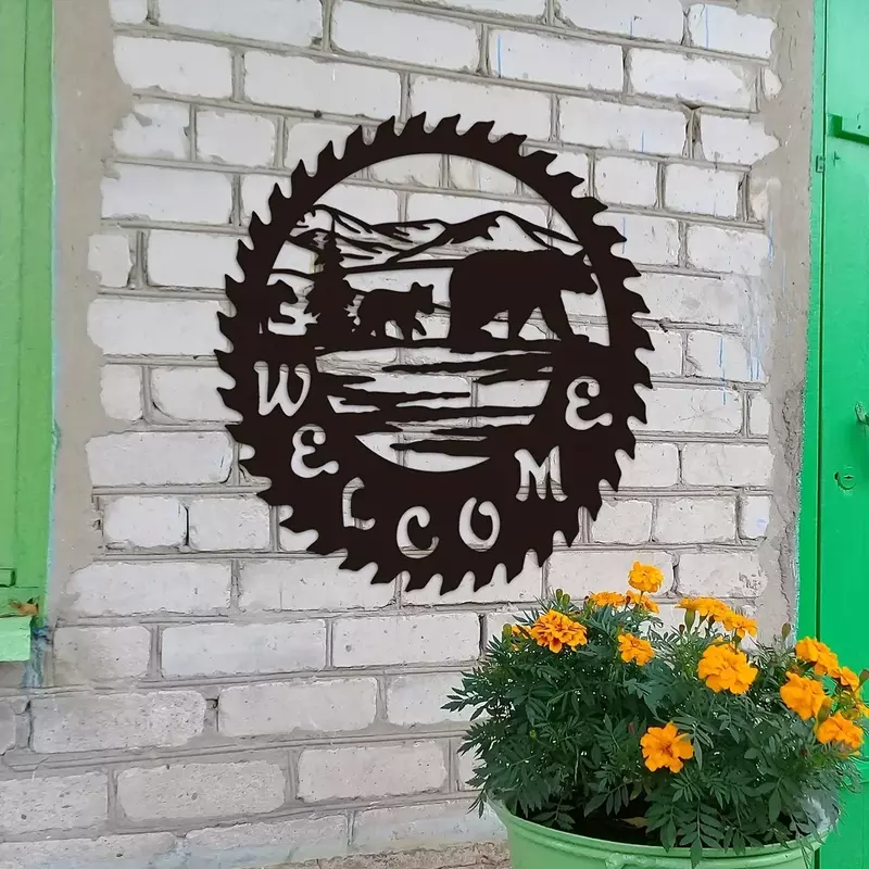 Декоративная металлическая настенная вывеска CIFBUY с надписью «приветственный Медведь»