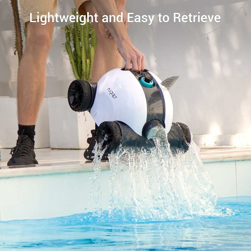 Cordless Pool Vacuum Robot with Dual-Drive Motors, 90 Mins Cleaning for Above/In-ground Pools with Flat Floor up to 861 sq.ft