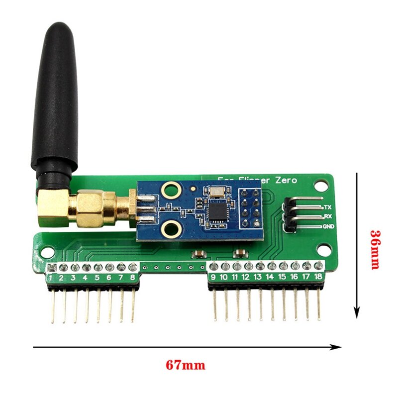 Untuk Flipper Zero CC1101 modul Subghz dengan antena 433Mhz cakupan lebih luas mudah dipasang