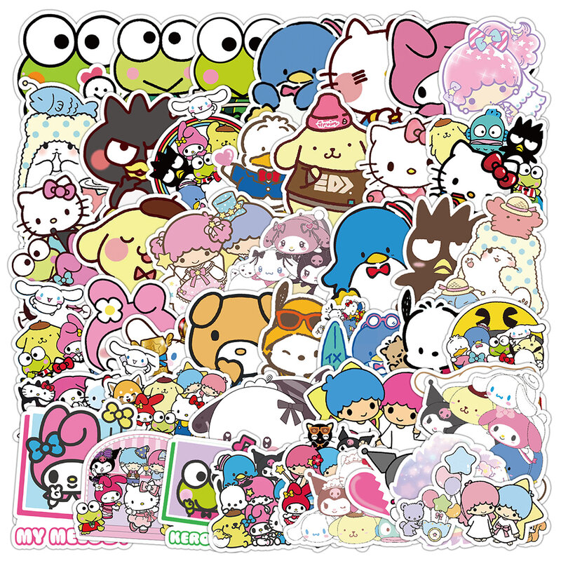 50pcs Children Stickers Cartoon Kuromi My Melody Cute Decals Toys for Girl Laptop Kawaii Aesthetic Anime Decoration Kids Sticker