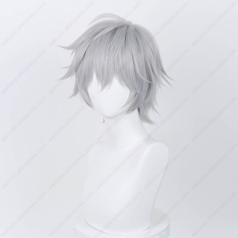 Anime EVA Kaworu Nagisa Cosplay Wig 32cm Silver Grey Short Wigs Heat Resistant Synthetic Hair Halloween Party