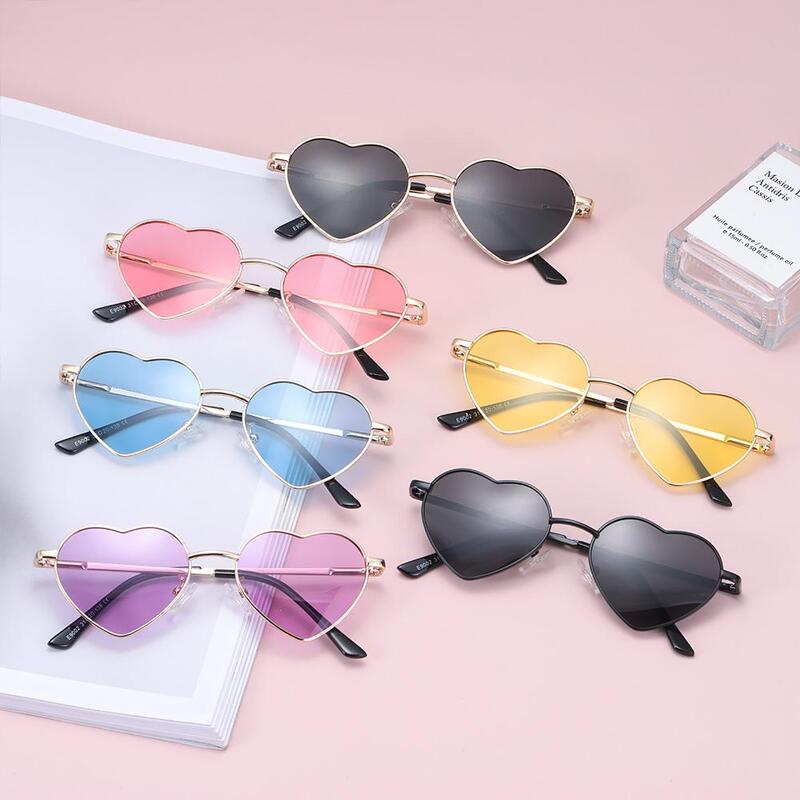 Girls Metal Frame 5-10 Years Heart-Shaped Polarized Heart Sunglasses for Kids Sun Glasses