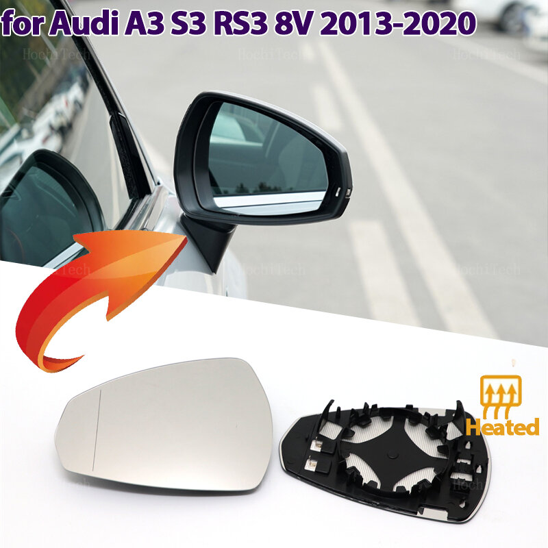 مرآة الرؤية الخلفية الخارجية بزاوية واسعة ، زجاج الجانب الأيسر والأيمن ، 8V0857535D ، 8V0857536D ، Audi A3 S3 RS3 RS A S 3 2013-2020