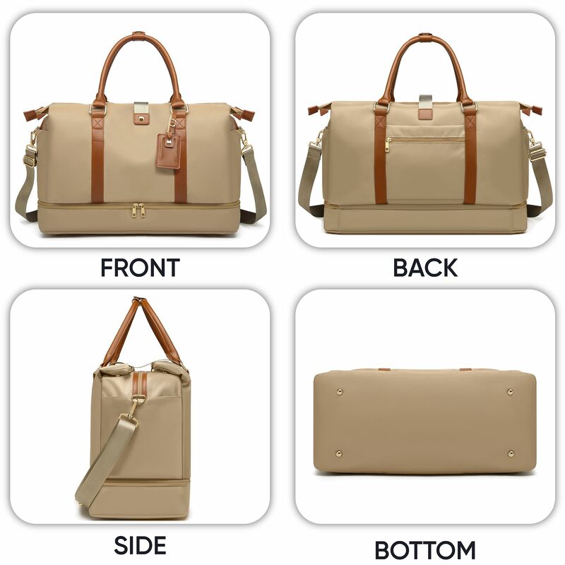 Duffel Bag com compartimento de sapato para mulheres, bolsa crossbody conversível, grande, carry-on, destacável, 4 em 1