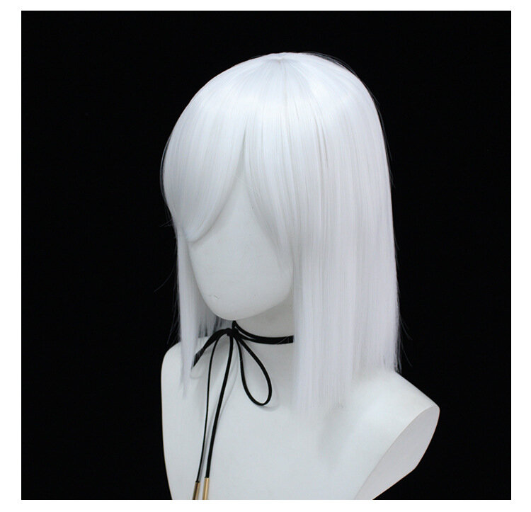 Peluca de Cosplay de juego de Anime para mujer, Periwig blanco para adultos, tocado de cómic Con personalidad, accesorios de cabello simulado para Halloween