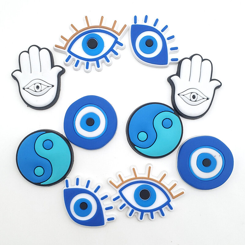 10Pcs/Set Eye Series Shoe Charms Cartoon PVC Shoe Decoration For Shoe Buckle Gift Shoe Accessories