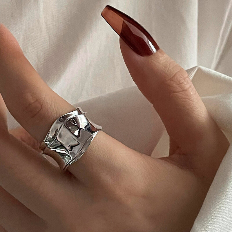 Женское Двухслойное кольцо из серебра 925 пробы с гладкой поверхностью