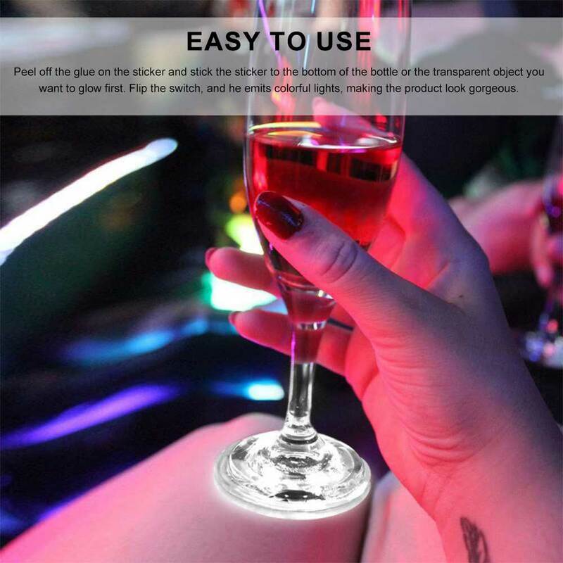 1pc LED Coaster Light Colorful Flashing Glowing Wine Bottle Sticker for Bar Wedding Party Glowing Light Illuminated Coasters