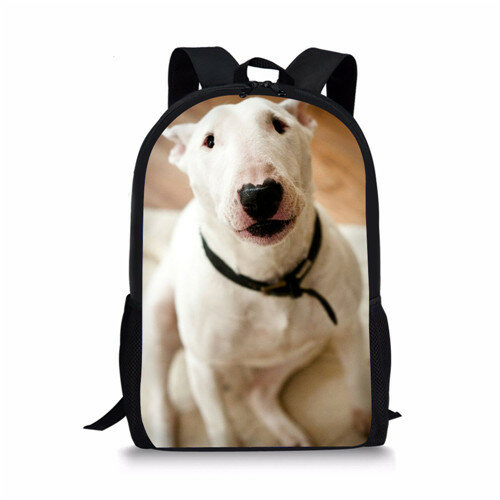 Cute Bull Terrier Dog Print Mochilas escolares para meninas e meninos, Mochila para crianças, Saco de livro para crianças