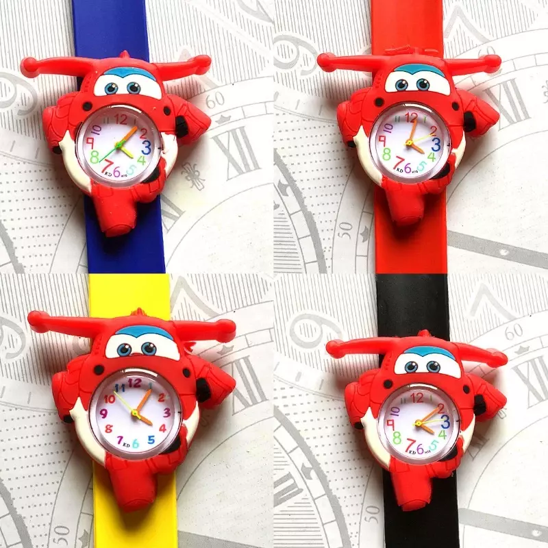 Cartoon samolot do samochodu stylowy zegarek dziecięcy dla dzieci studenci dziewczęta chłopcy dzieci kolorowy pasek silikonowy zegarek kwarcowy na rękę