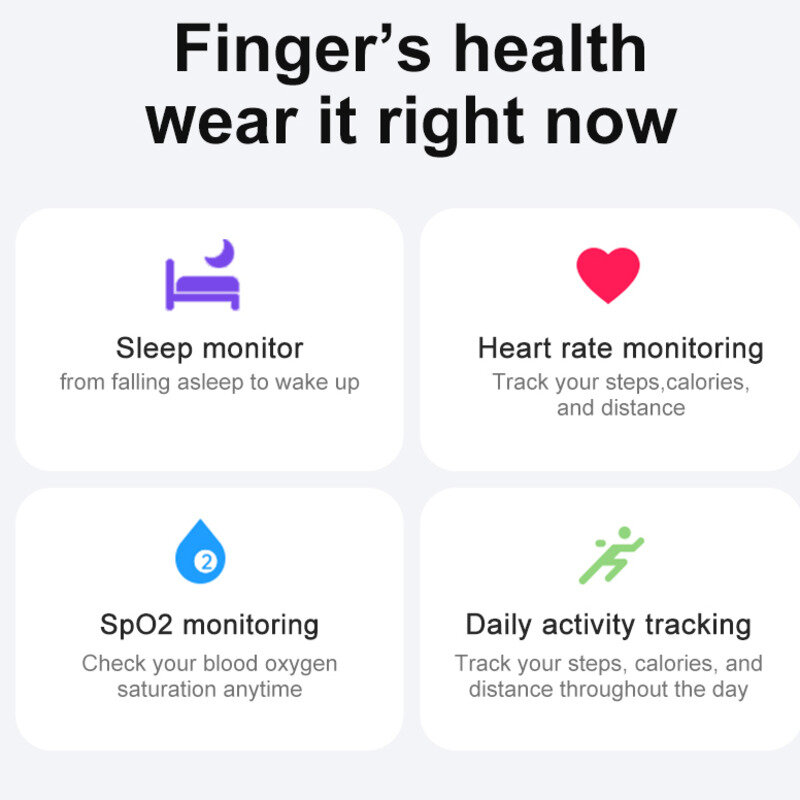 Aço inoxidável Smartwatch, Freqüência Cardíaca do Sono, SpO2, Oxigênio no Sangue, Monitor de Saúde, Atividade Fitness Tracker, Finger Ring, 5ATM, Novo, 2022