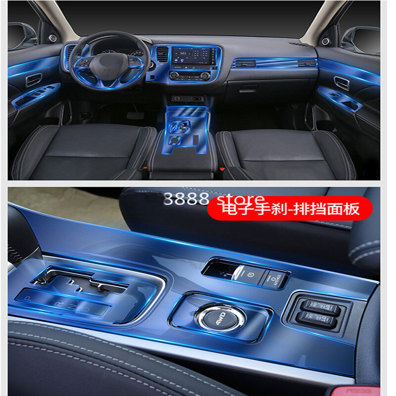 Película protectora transparente de TPU para Mitsubishi Outlander 17-21, pegatinas interiores de coche, Panel de navegación aérea de puerta de engranaje de Control Central