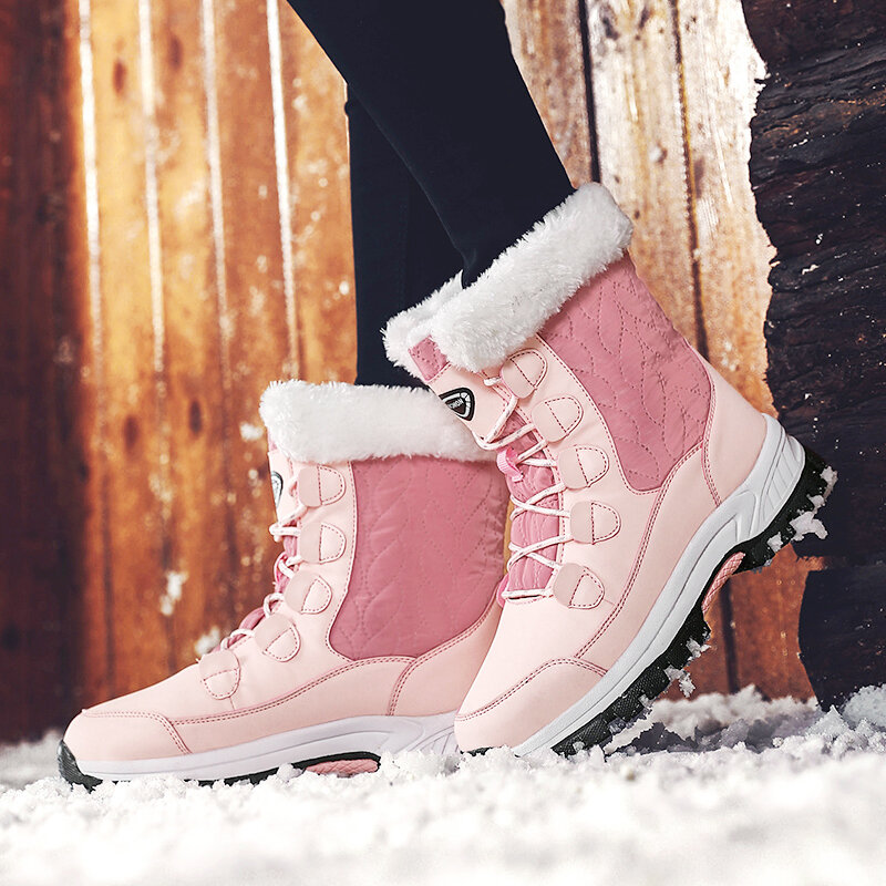 Damyuan 2023 Winter Women Snow Boots Breathable Plush Warm Ankle Boots Pink Female Winter Shoes Outdoor Booties Botas Mujer
