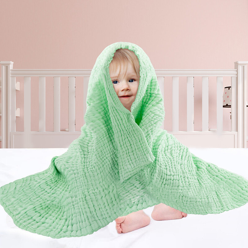 Mantas para bebé de 110cm de largo, toallas de baño para recién nacido, envoltura de baño de muselina de algodón suave multicapa, toalla cálida para dormir, edredón