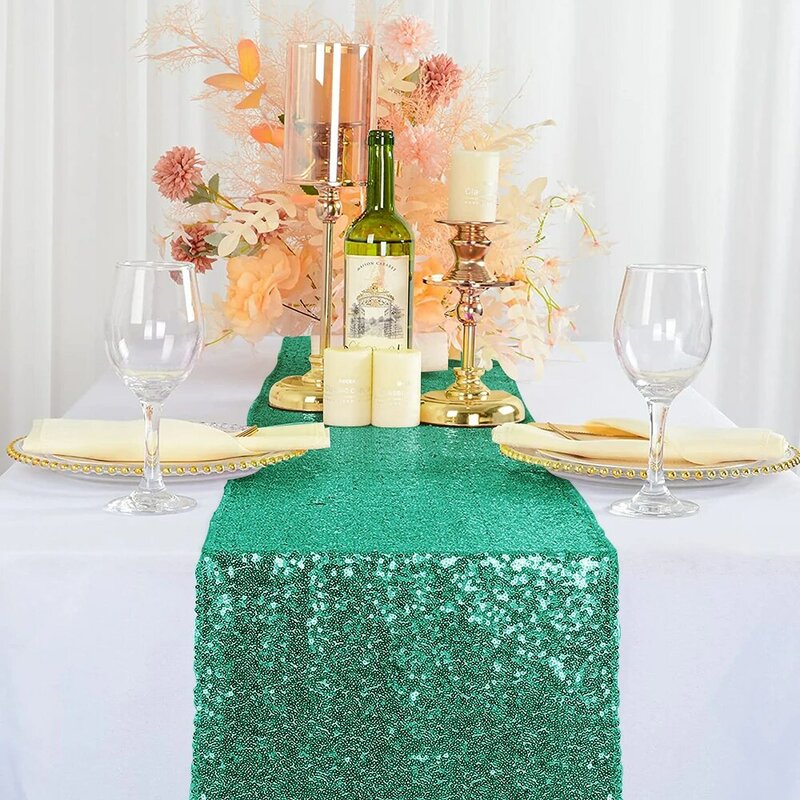 Brokatowe bieżniki na stół błyszczący cekinowy bieżnik na stół do dekoracji ślubnych z cekinami świątecznymi dekoracjami na urodziny i bociankowe