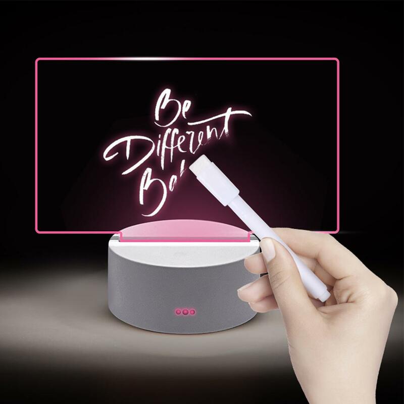 Colorful Acrylic Note Board  Night Ligh Transparent Luminous Message Whiteboard Night Lamp  Home Office Desktop Writing Board