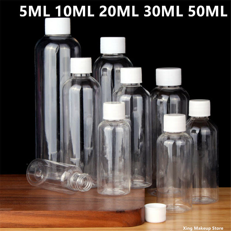 50 pz 10ml 50ml 100ml trasparente bottiglia di plastica vuota riutilizzabile contenitore da viaggio contenitore per cosmetici riutilizzabile bottiglia di alcol 2 #