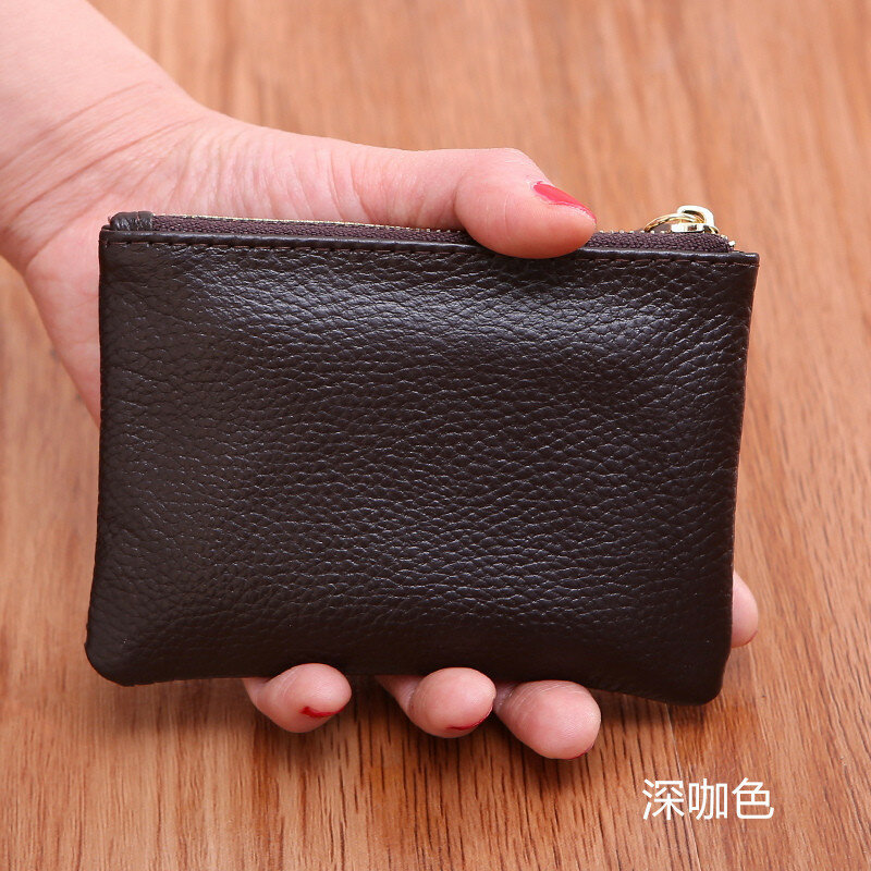 جلد طبيعي عملة بسيطة المحفظة سستة متعددة الوظائف محفظة صغيرة حقيبة يد صغيرة بقرة الموضة