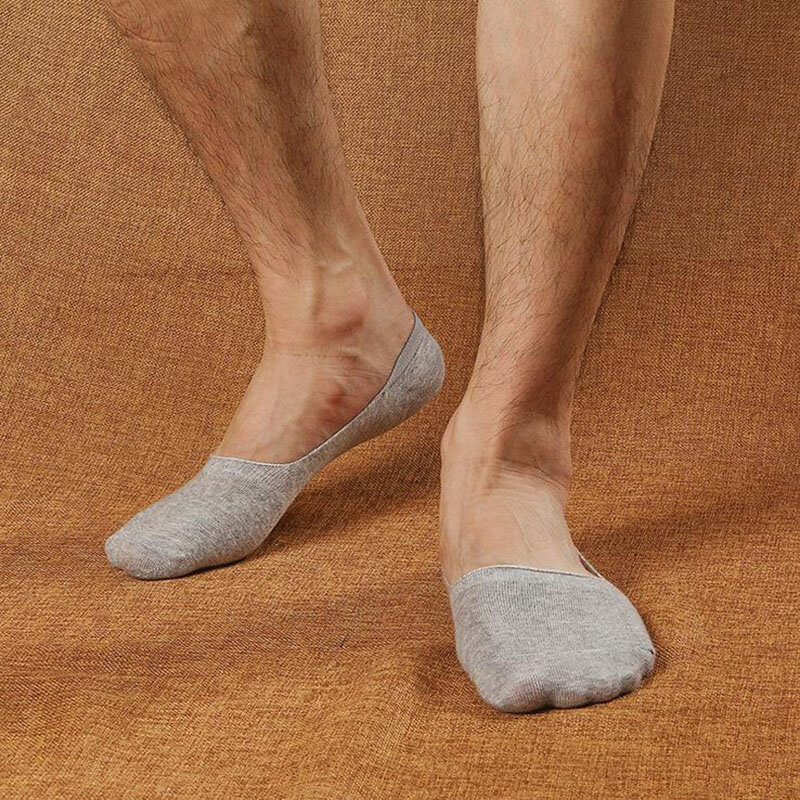 Chaussettes en coton invisibles en silicone non ald pour hommes, chaussettes de rinçage pour hommes, pantoufles à la mode, été et automne, lot de 5 paires