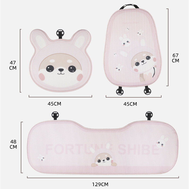 Car Front Seat Cushion Back Bottom Cover Cartoon Cute pink Dog Accessories Decor Protector Covers Universal For Honda vw ford