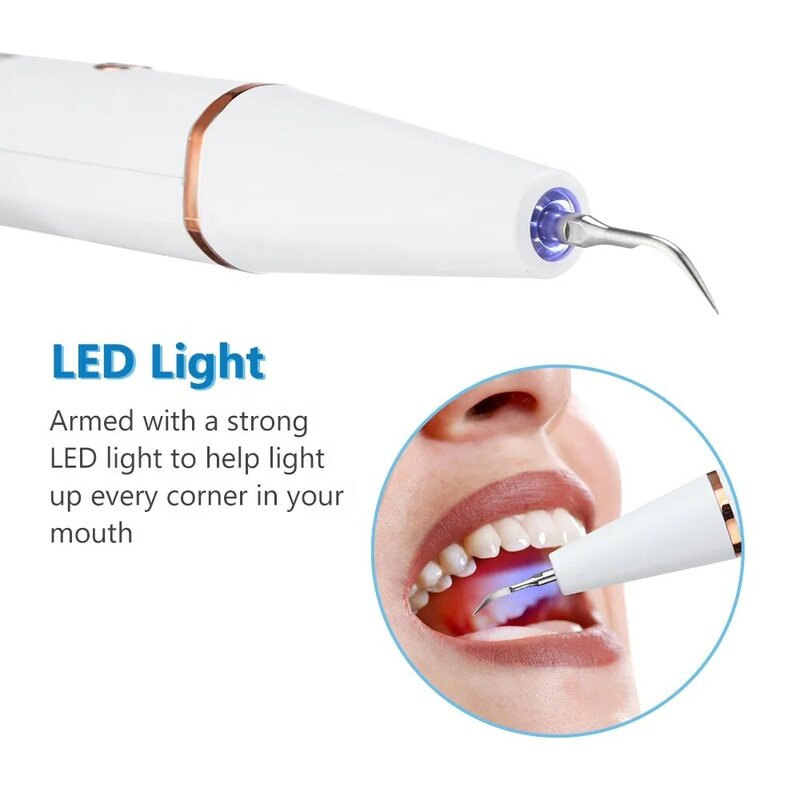 Limpiador de dientes eléctrico ultrasónico, escalador Dental, removedor de cálculo de manchas de sarro de placa Dental, herramienta de blanqueamiento Dental