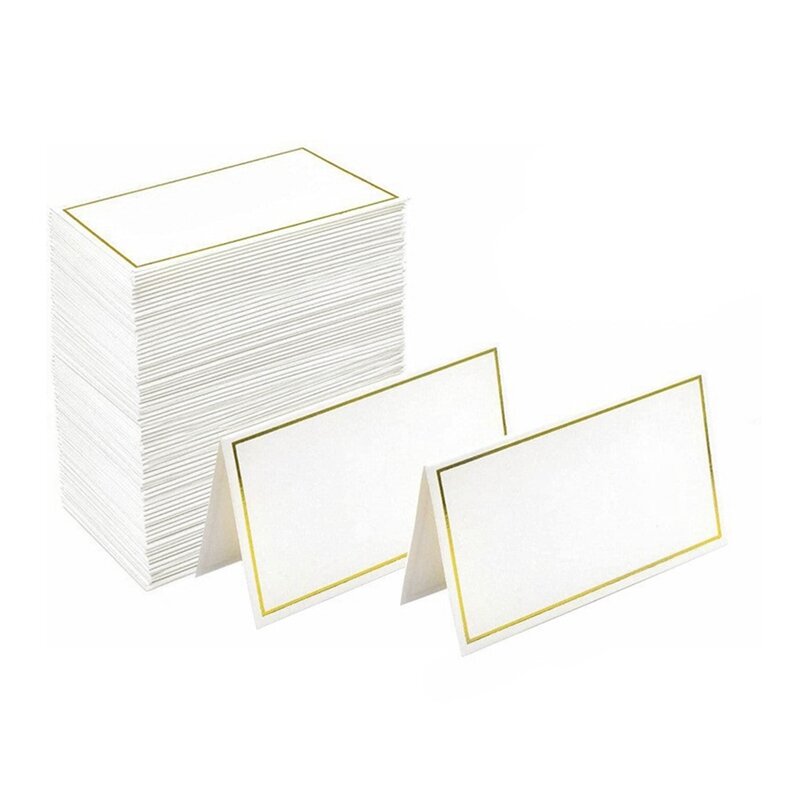 150Pcs Place Cards With Foil Border Table Tent Cards Texture Seating Card Blank Escort Name Place Card For Table Setting Durable