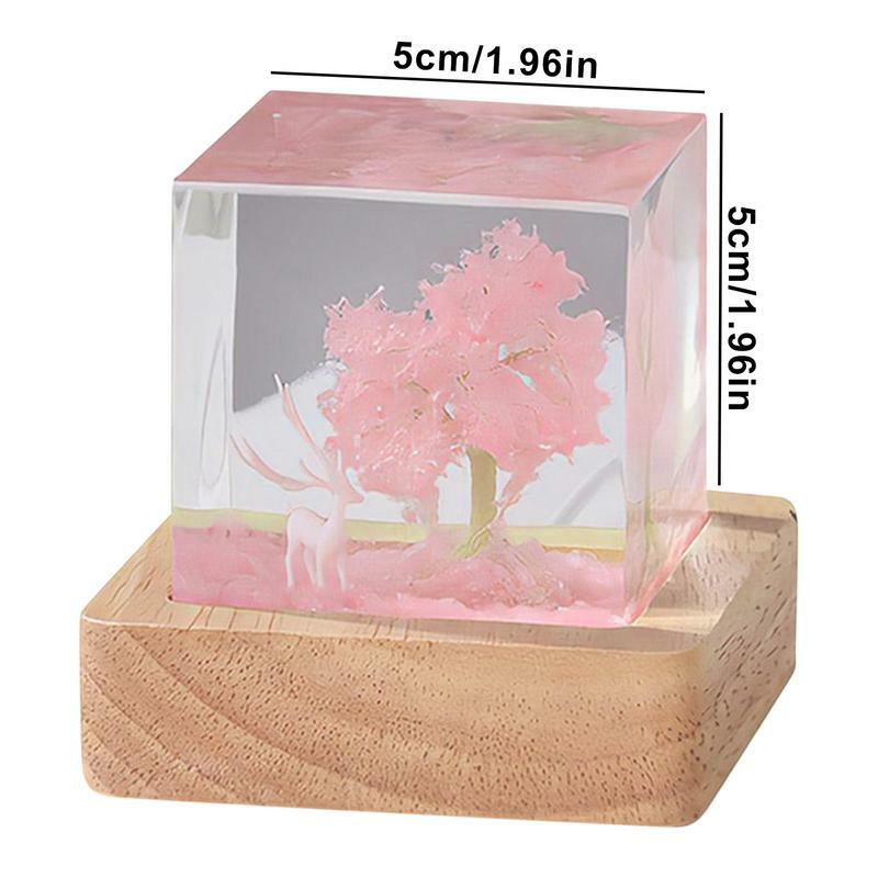 Bedside Night Lamp Figure Exquisite White Deer USB Lamp With Cherry Blossom Party Supplies For Nursery Bedroom Living Room
