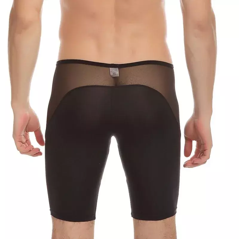 Мужские штаны для коррекции фигуры OpenCrotch, высокоэластичные нейлоновые дышащие сексуальные домашние штаны из сетчатой ткани, нижняя одежда для мужчин