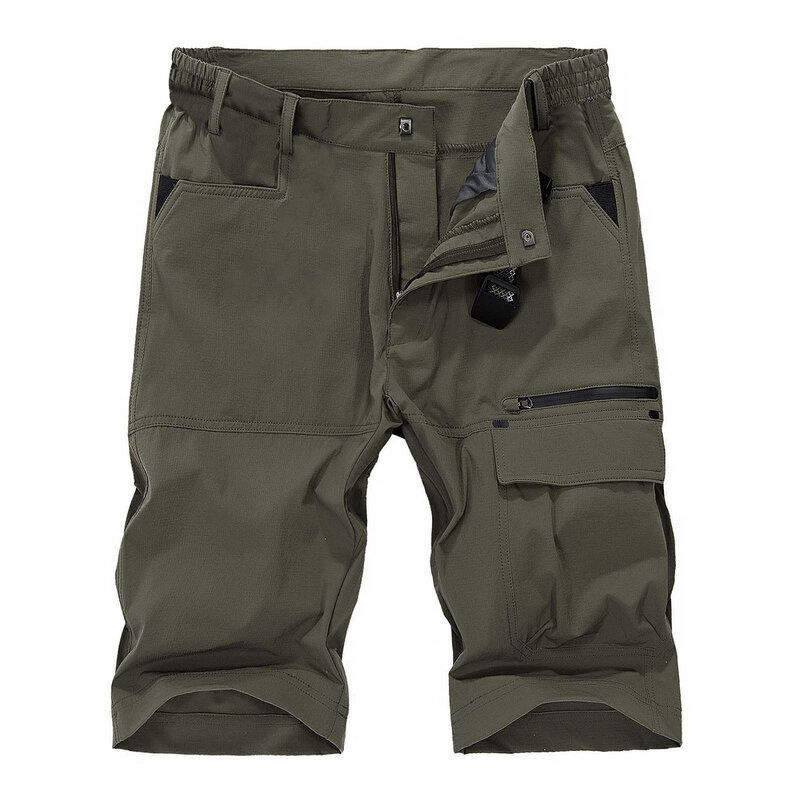 2024 Summer Solid Color Tooling Shorts Men Loose Washing Multi-Pocket Tactical Cargo Cotton Shorts For Men'S Casual Shorts