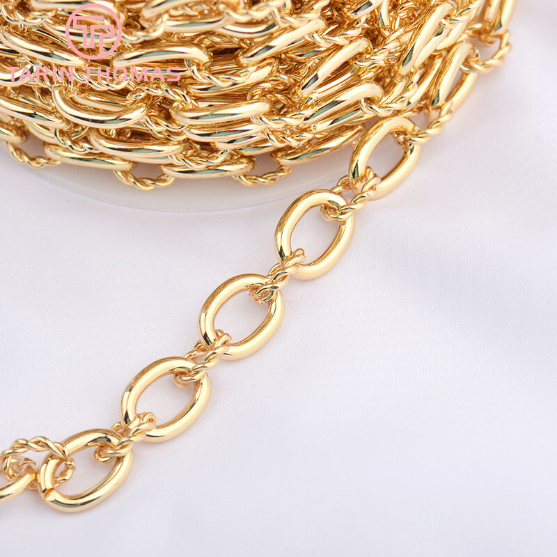 (5111)1 метр, звено цепи 10x14 мм, 24-каратный золотой цвет, цепочки для ожерелья, браслетов, цепочки, качественная фурнитура «сделай сам» для ювелирных изделий, аксессуары