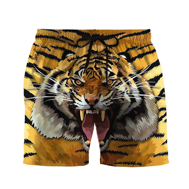 Pantaloni corti in pelle con stampa 3d animale per uomo Tiger Snake Zebra Graphic Summer Outdoor Cool Street Beach Shorts costume da bagno sportivo